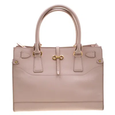 Ferragamo Blush Pink Leather Small Briana Tote