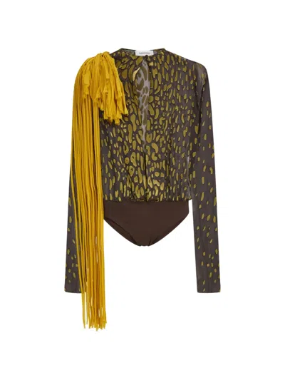 Ferragamo Body With Flower Sash Detail In Brown