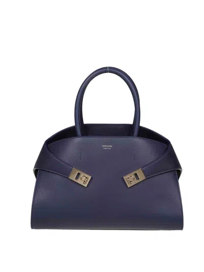Ferragamo Hands Hug Th M Blue Leather