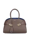 Ferragamo Shoulder Bag With Detachable Strap And Top Handles In Brown