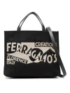 Ferragamo Logo Printed Small Tote Bag Women In Negro