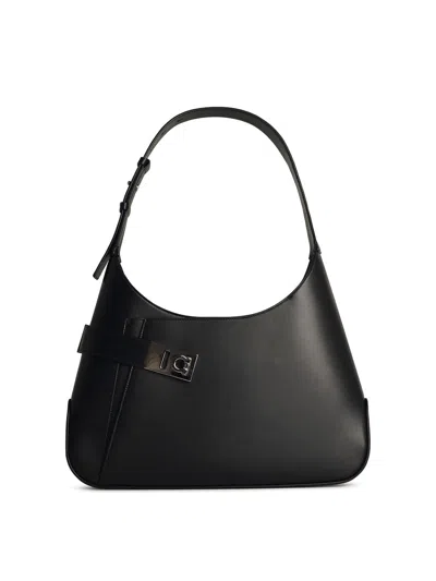 Ferragamo Arch Black Matte Leather Bag