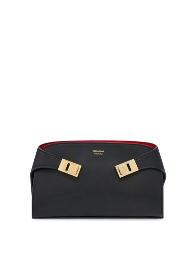 Ferragamo Hug Mini Bicolor Crossbody Bag In Black