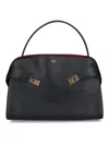 Ferragamo Leather Shoulder Bag Adaptable Strap In Black