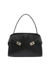 Ferragamo Hug Black Shoulder Bag With Logo Print On The Front In Leather Woman In Multi