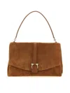 Ferragamo Suede With Gancini Hardware Shoulder Bag In Brown