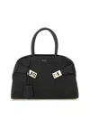 Ferragamo Hug Bicolor Brown Handbag With Logo And Gancini Buckle In Leather Woman