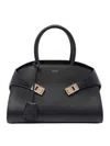 Ferragamo Hug S Black Handbag With Logo And Gancini Buckle In Leather Woman In Black