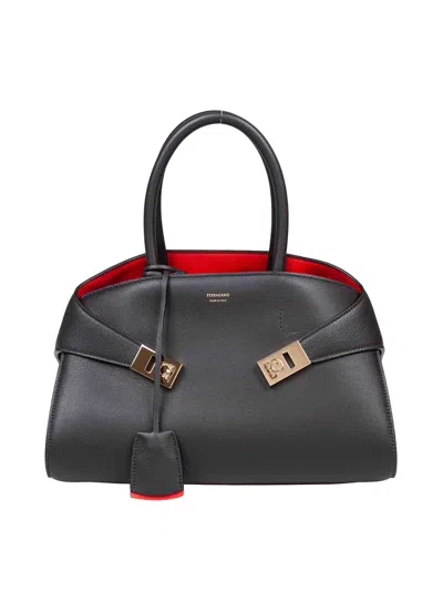 Ferragamo Hands Hug Th M In Black Leather