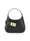 Ferragamo Arch Mini Leather Hobo Bag In Black