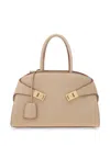 Ferragamo Bolso Top Handle S Beige Vivos Granate In Beigekhaki