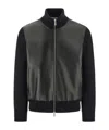 Ferragamo Bomber Jacket In Leather And Wool In Black