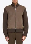 Ferragamo Bomber Jacket With Leather Insert In Multi