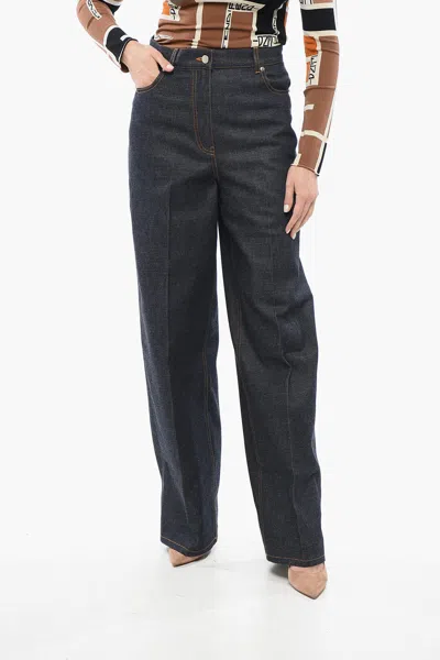 Ferragamo Bootcut Dark-washed Pants In Blue