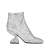 Ferragamo Glitter-effect Sculpted-heel Ankle Boots In Animal Print