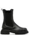 Ferragamo Hammered Leather Chelsea Ankle Boots Oderico In Black