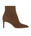 Ferragamo Imogen Womens Faux Suede Pointed Toe Booties In Brown