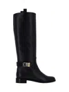 Ferragamo Elegant Leather Boots In Black