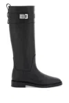 Ferragamo Stivale Ryder Leather Boots In Nero