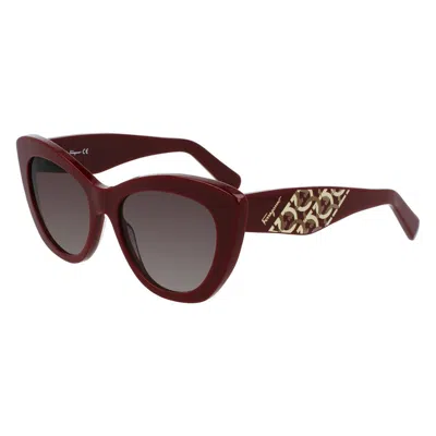 Ferragamo Bordeaux Acetate Sunglasses In Black