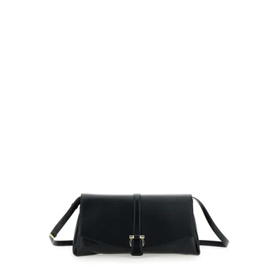 Ferragamo Black Crossbody Bag With Gancini Buckle Detail In Leather