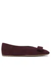 Ferragamo Vanna Vara-bow Suede Ballet Flats In Burgundy