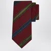 Ferragamo Jacquard-logo Striped-pattern Tie In Red