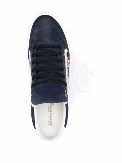 Ferragamo Borg 5 Low-top Sneakers In Blue