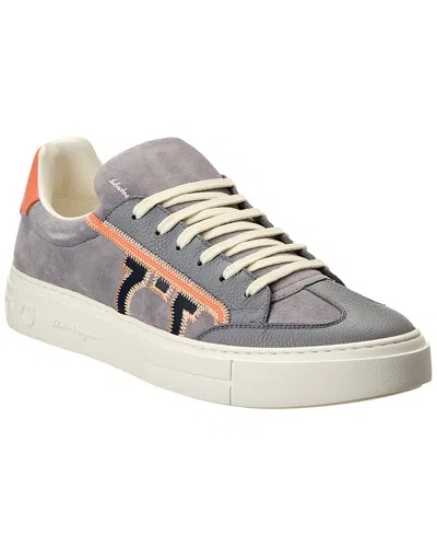 Ferragamo Borg 5 Suede & Leather Sneaker In Black