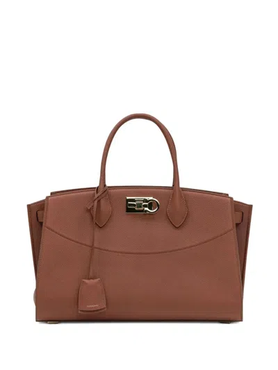 Ferragamo New Studio Soft Large Handbag In Brown