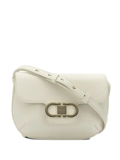 Ferragamo Lizzi Grained Leather Satchel Bag In White