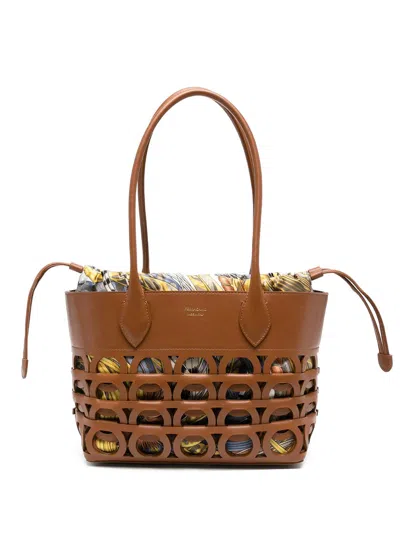 Ferragamo Laser Tote Bag In Brown
