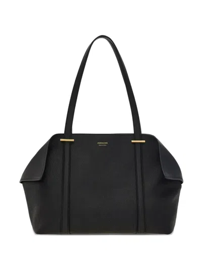 Ferragamo The Scarf Tt Medium Tote Bag In Black