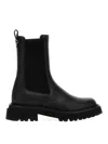 Ferragamo Hammered Leather Chelsea Ankle Boots Oderico In Black