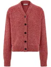 Ferragamo Bouclé Cardigan In Red