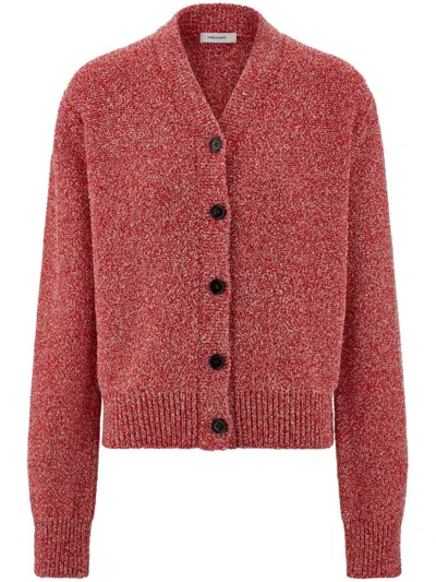 Ferragamo Bouclé Cardigan In Red