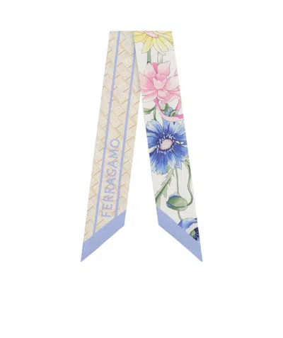 Ferragamo Bouquet Printed Silk Scarf In Nude