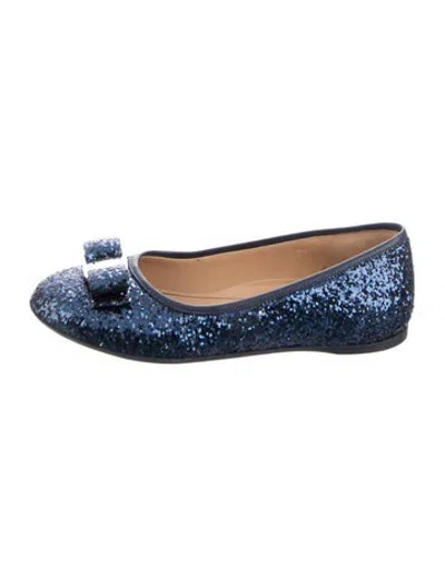 Pre-owned Ferragamo Babies' Bow Accent Flats In Blue