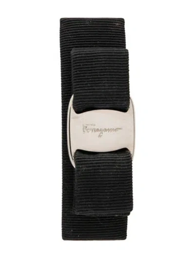Pre-owned Ferragamo Bow Accent Hair Clip In Black