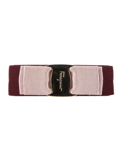 Pre-owned Ferragamo Bow Accent Hair Clip In Burgundy/pink