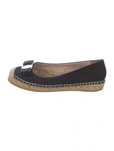 Pre-owned Ferragamo Bow Accents Espadrilles In Black