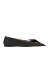 Ferragamo Bow Pointed Toe Flat Ballerina Shoes In Black