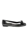 Ferragamo Bow Ballet Shoes In Black