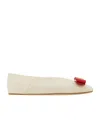 Ferragamo Vanna Vara Bow Ballet Flats In Calf Leather In Nude