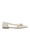 Ferragamo Terea Leather Flat In White