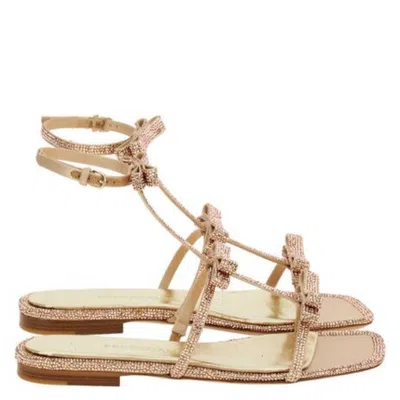 Ferragamo Bow Crystal Embellished Sandals In Neutral