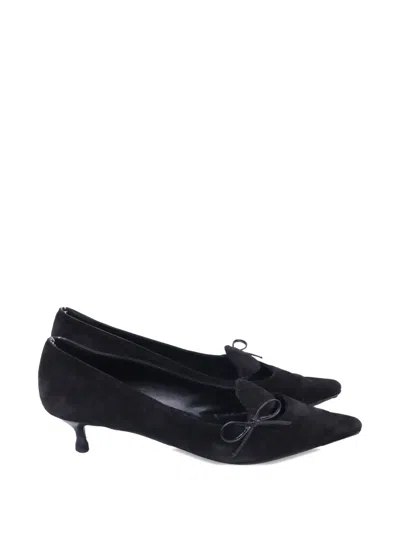 Pre-owned Ferragamo Bow Cutout Detail Pumps In Black