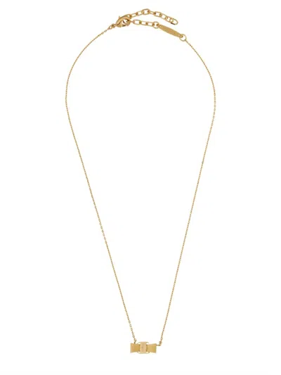 Ferragamo Adjustable Vara Bow Chain Necklace In Gold
