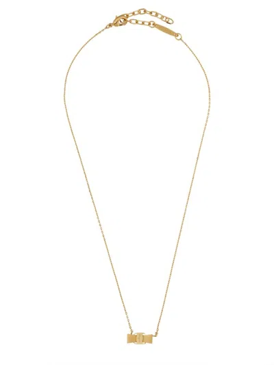 Ferragamo Bow Design Brass Necklace
