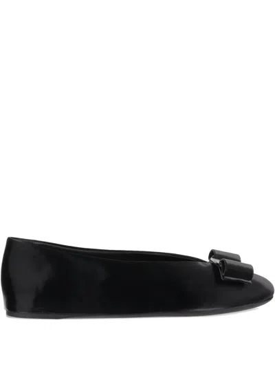 Ferragamo Bow-detail Ballet Flats In Black